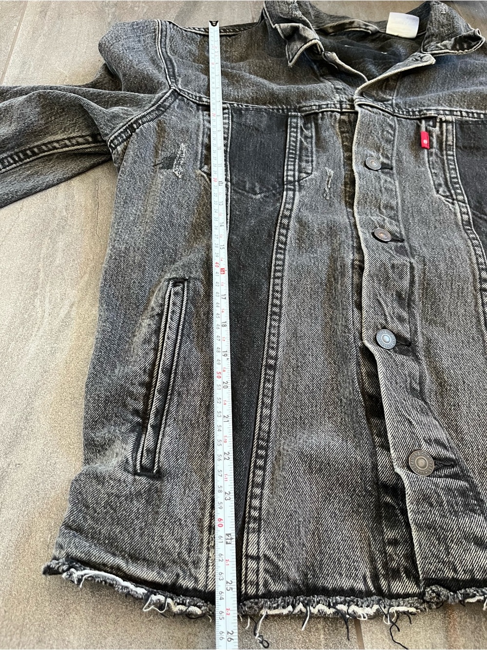 Levi's Men's XL Altered Trucker Denim Jacket Black / Washed Grey Jean Jacket - Picture 8 of 13
